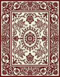 Floral Medallion Intricate Border Design Rug