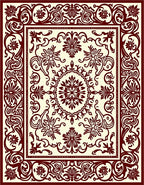 Floral Medallion Intricate Border Design Rug