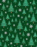 Evergreen Trees Snowflakes Deep Green Rug