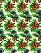 Exotic Tropical Floral Pattern Rug