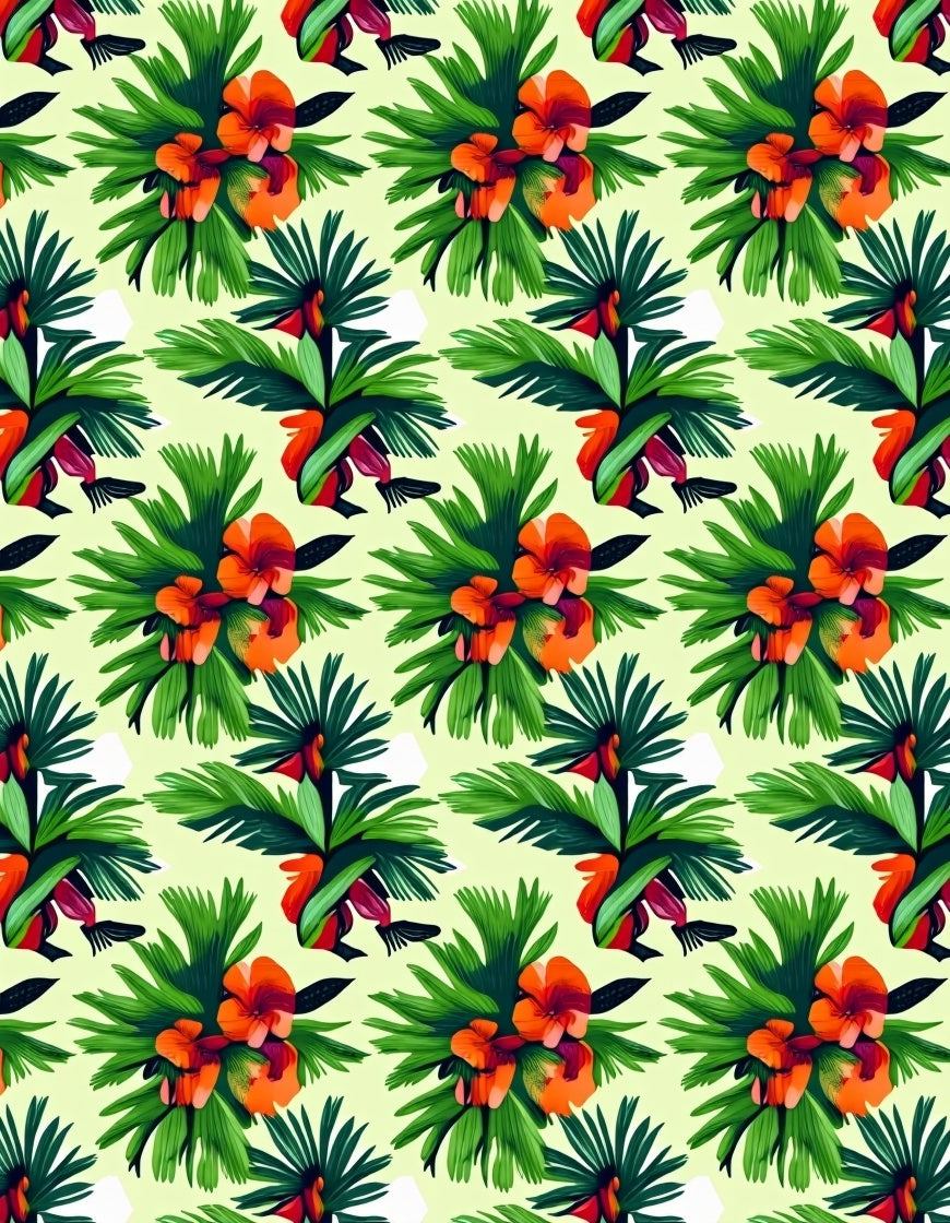Exotic Tropical Floral Pattern Rug