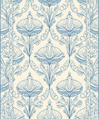 Blue Floral Art Nouveau Pattern Rug