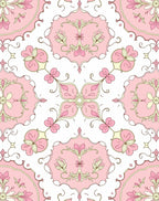 Delicate Pink Floral Medallion Design Rug