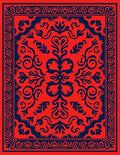 Bold Floral Symmetry Red and Blue Rug