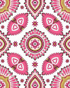 Pink Floral Sunburst Mandala Pattern Rug