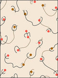 Cream Blush Line Art Dots Rug