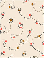 Cream Blush Line Art Dots Rug
