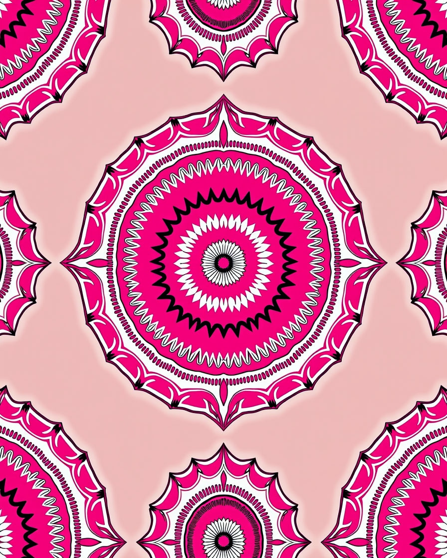 Vibrant Pink Mandala Pattern Design Rug