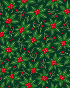 Festive Red Berry Evergreen Sprig Rug