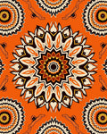 Orange Mandala Style Floral Pattern Rug