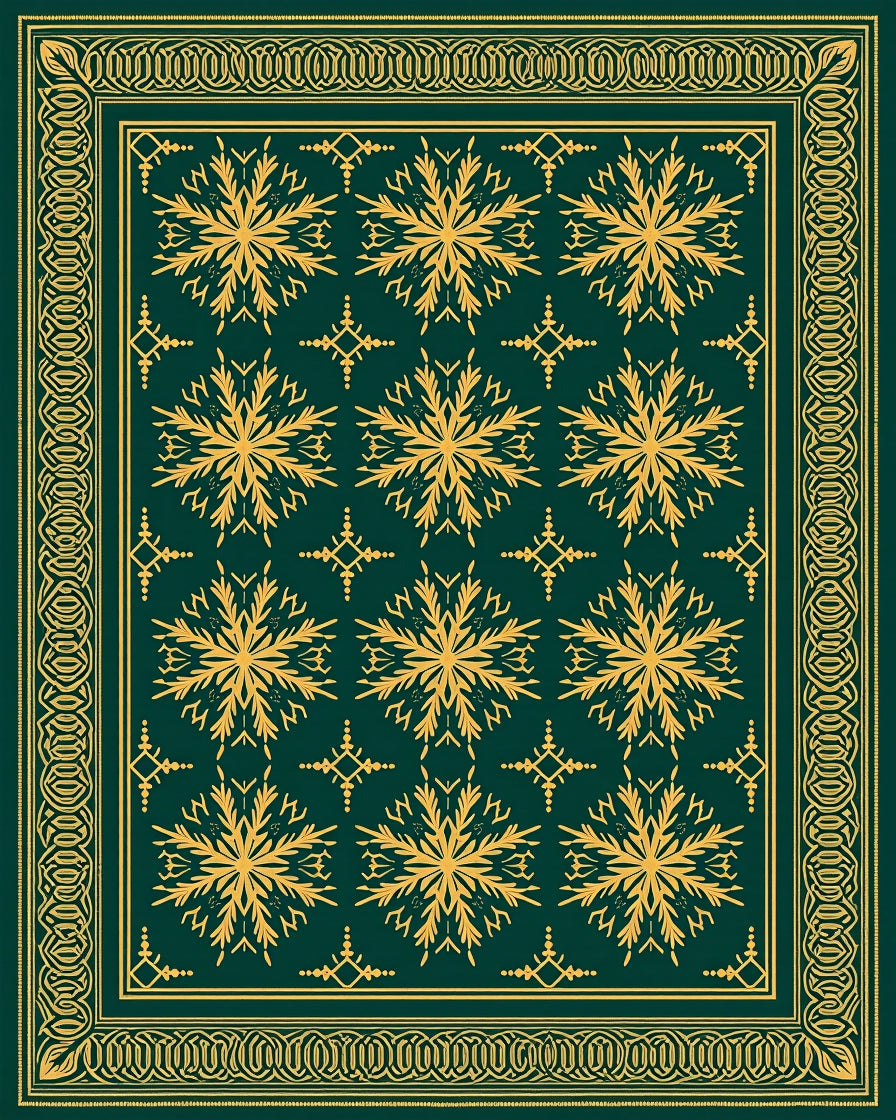 Emerald Gold Ornamental Floral Rug