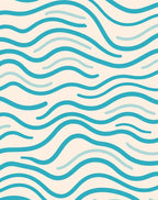 Aqua Wave Pattern Rug