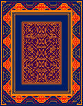 Geometric Pattern With Orange Red Border Rug