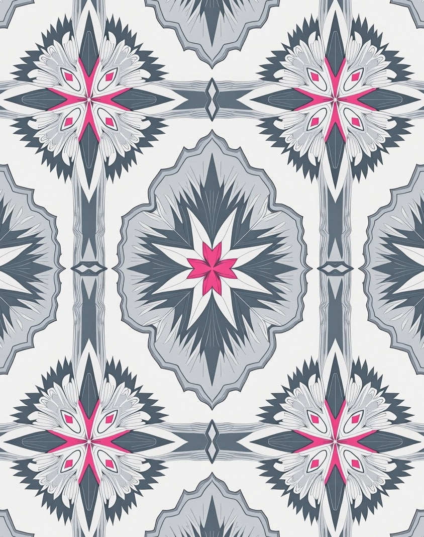 Modern Floral Geometric Pattern Rug