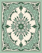 Elegant Green Floral Medallion Pattern Rug