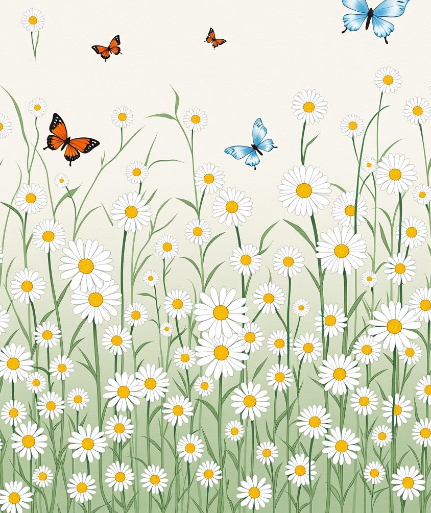 Daisy Meadow Butterfly Pattern Rug