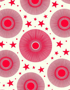 Red Sunburst Star Pattern Design Rug