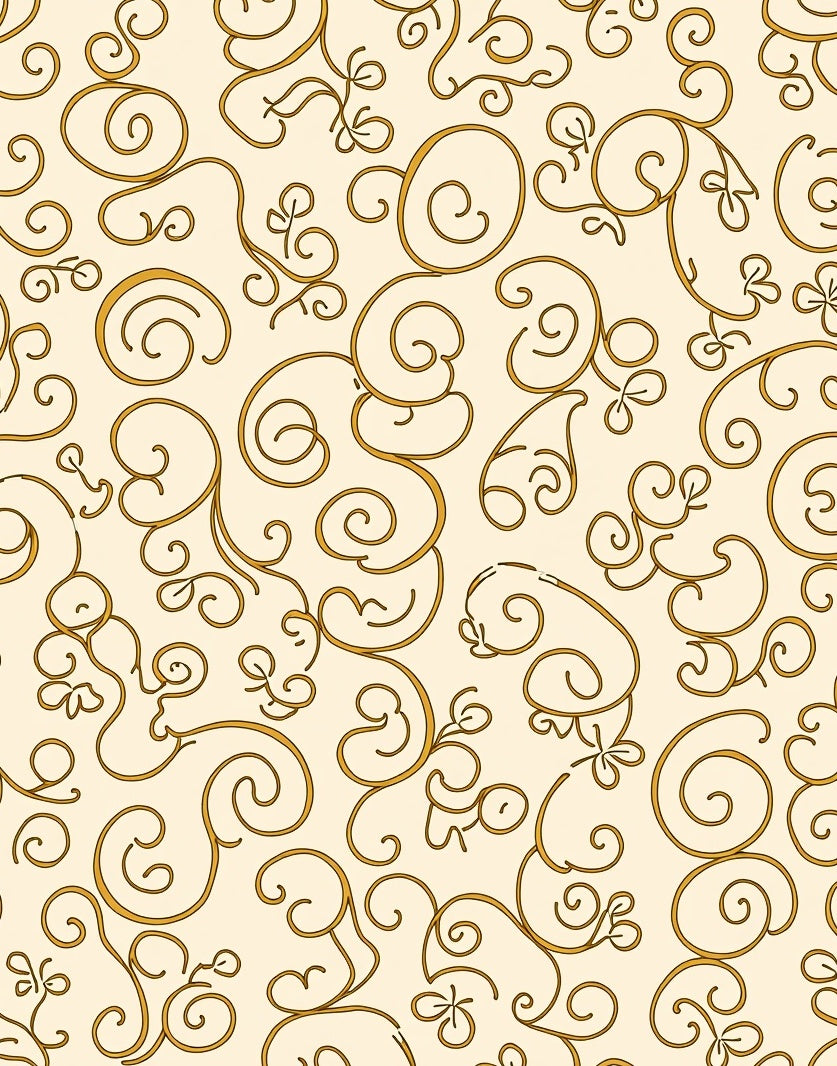 Golden Swirls Flourish Pattern Rug