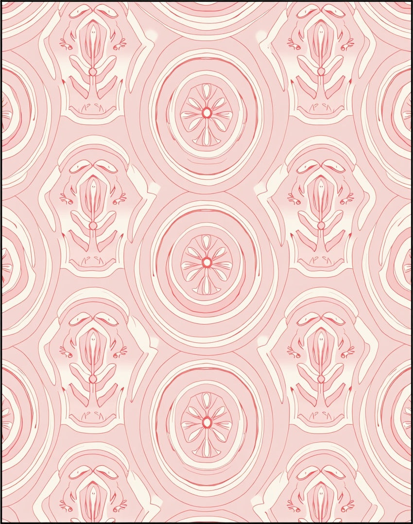 Floral Medallion Patterned Soft Pink Rug