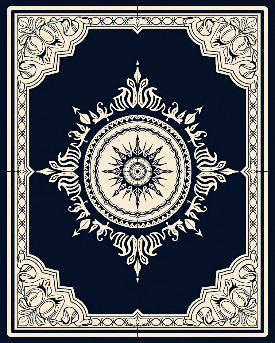 Elegant Cream Mandala Pattern Design Rug