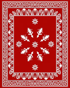 Red White Intricate Floral Medallion Design Rug
