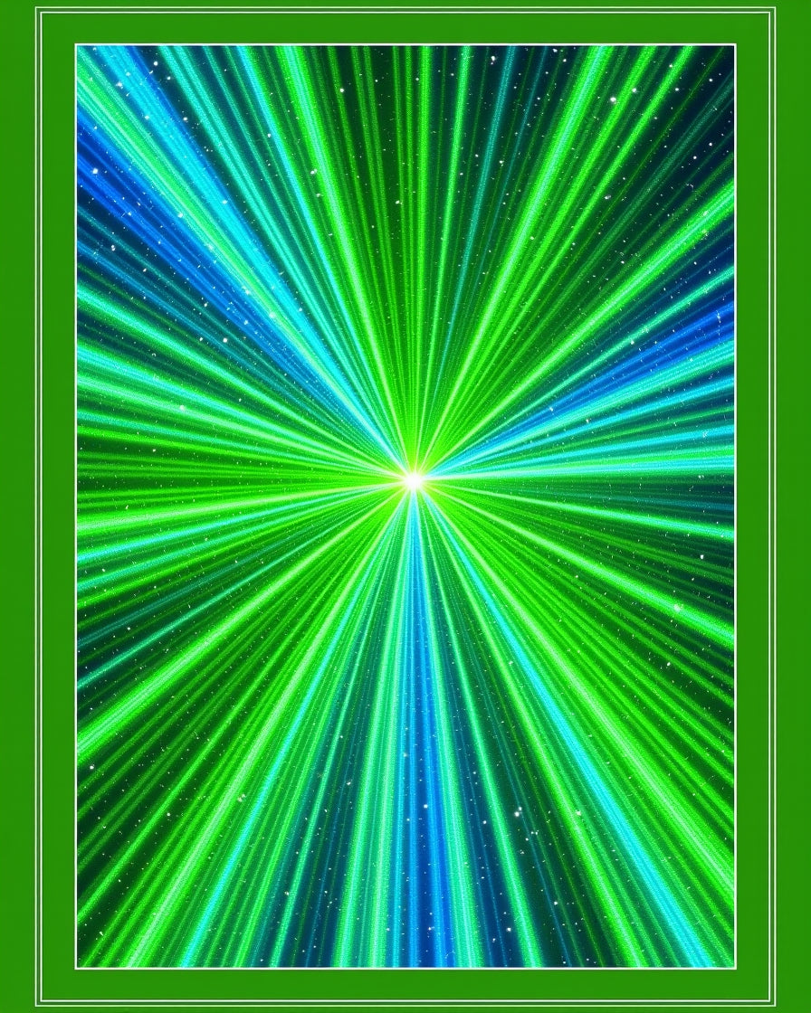 Radiant Green Blue Light Streaks Rug