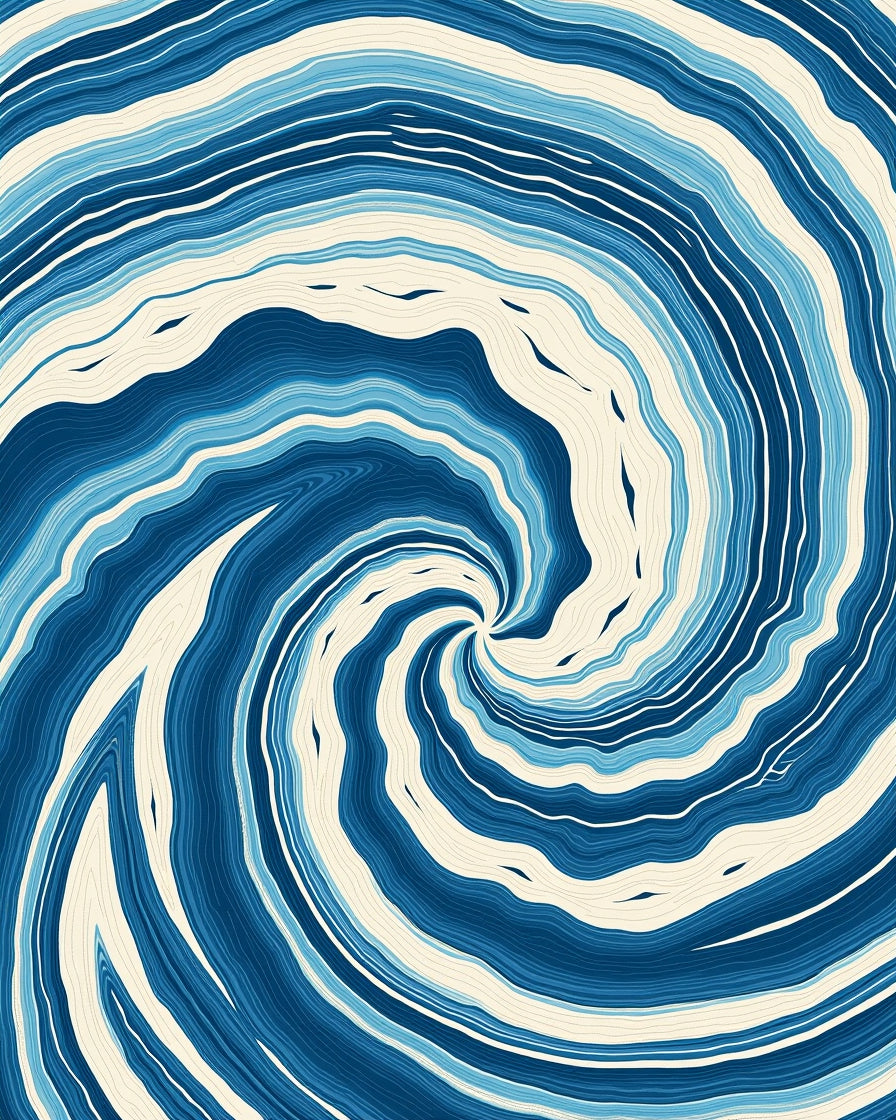 Deep Blue Swirl Agate Pattern Rug