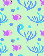 Whimsical Fish and Coral Pattern Rug