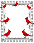 Red Cardinal Whimsical Patterned Border Rug