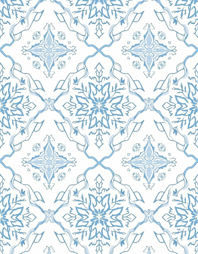 Pale Blue Floral Medallion Lattice Rug