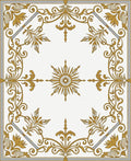 Elegant Gold Sunburst Scrollwork Rug