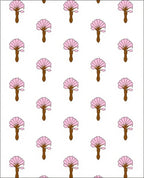 Pink Fan Flower Patterned Textile Rug