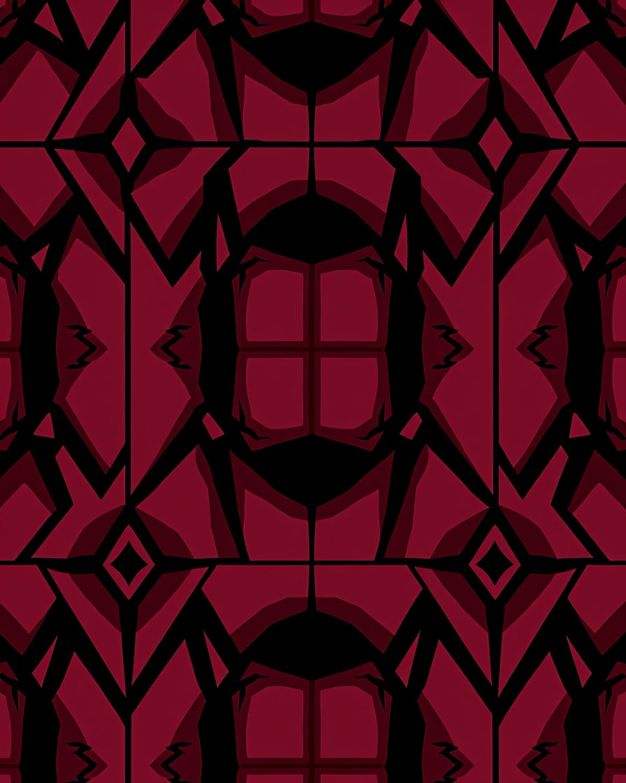 Bold Geometric Red Black Pattern Rug
