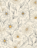 Delicate Daisy Pattern with Swirls Rug