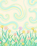 Whimsical Swirls Meadow Flowers Rug