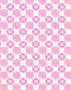 Soft Pink Floral Geometric Pattern Rug