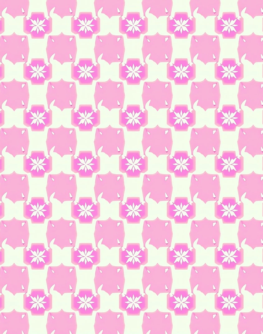Soft Pink Floral Geometric Pattern Rug