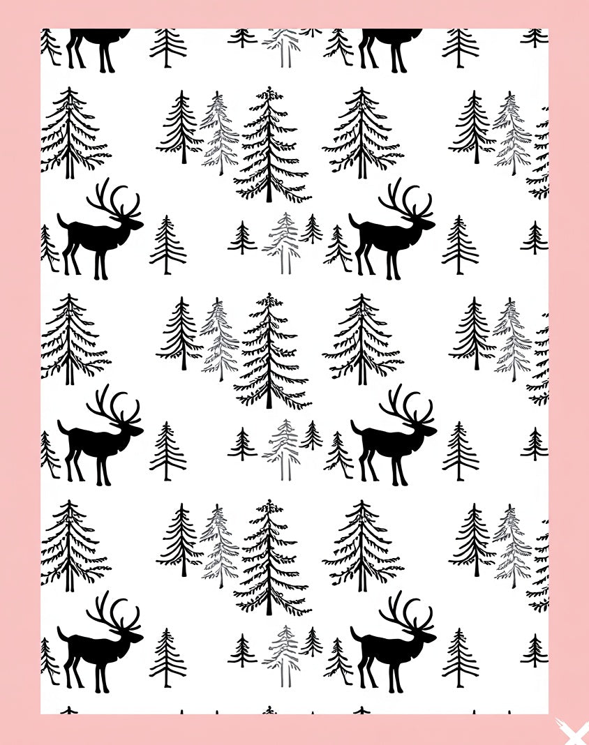 Woodland Elk Pine Tree Pattern Rug