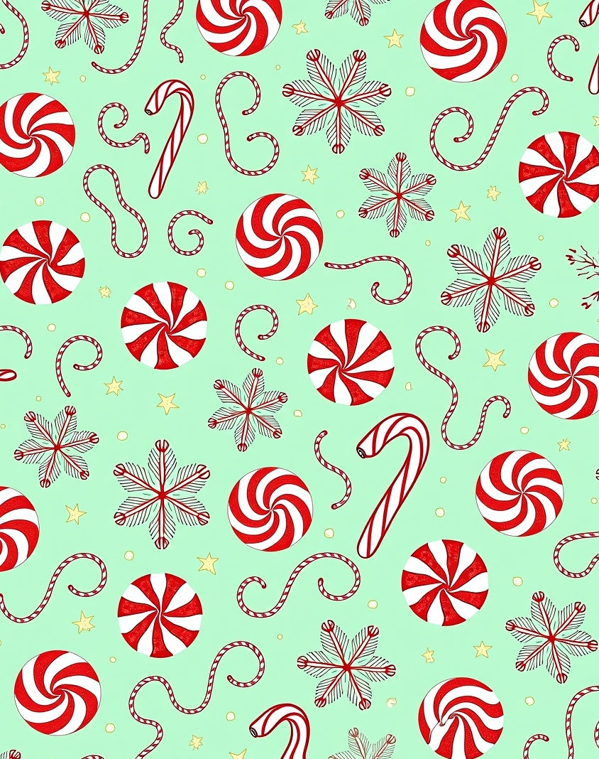 Red Swirl Snowflake Candy Cane Pattern Rug