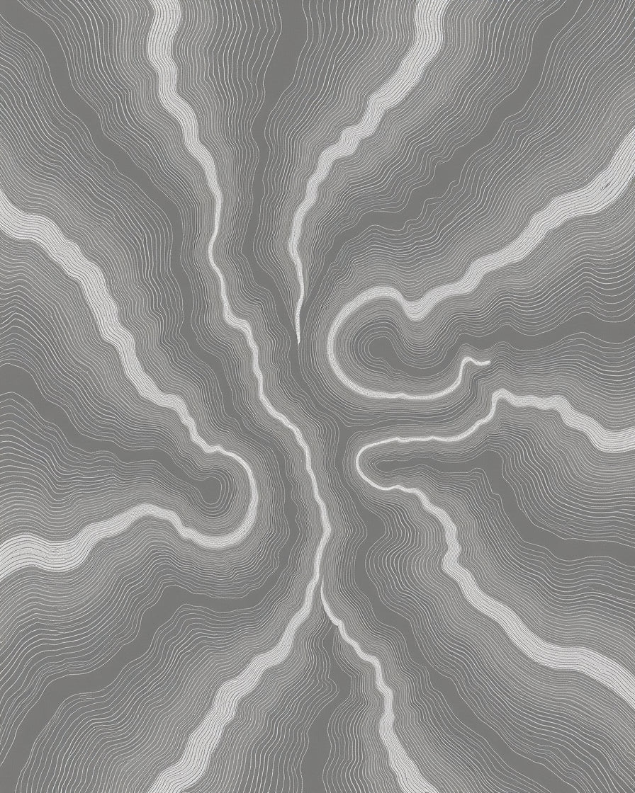 Abstract Swirling Contour Pattern Rug