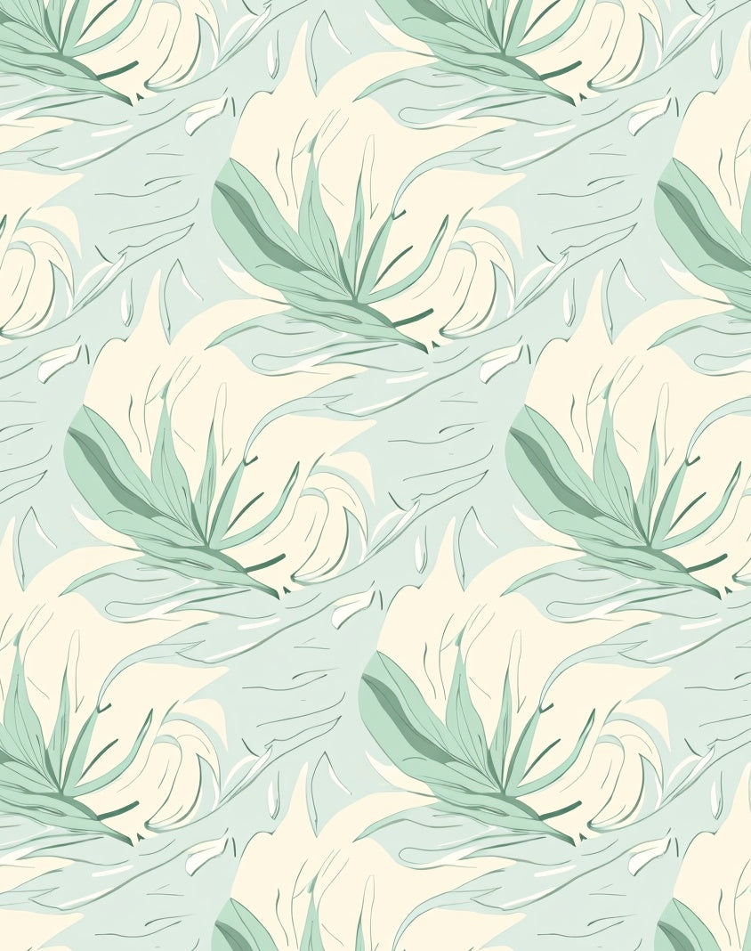 Abstract Pastel Tropical Leaves Pattern Rug