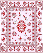 Crimson Red Festive Gnome Snowflakes Rug