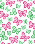 Pink Green Butterfly Pattern Decor Rug