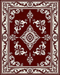 Ornate Floral Scrollwork Pattern Rug