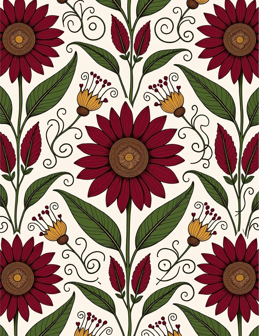 Art Nouveau Floral Pattern Rug