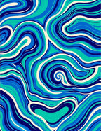 Abstract Swirling Blue Green Cream Rug
