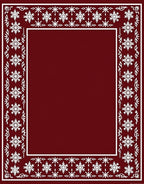White Snowflake Border In Crimson Red Rug