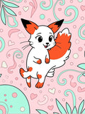 Cute Fox With Swirls Pattern Rug