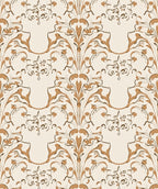 Gold Floral Scroll Pattern Rug