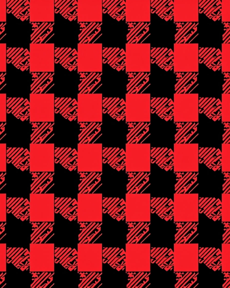 Bold Red Black Checkered Pattern Rug